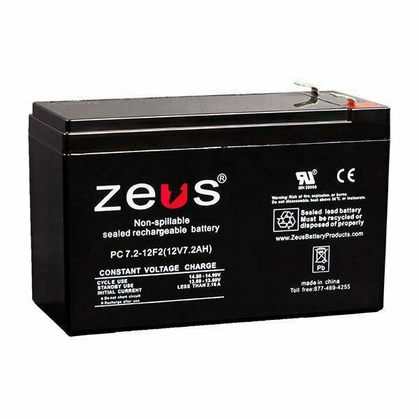 Zeus Battery Products 7.2Ah 12V F2 Sealed Lead Acid Battery PC7.2-12F2
